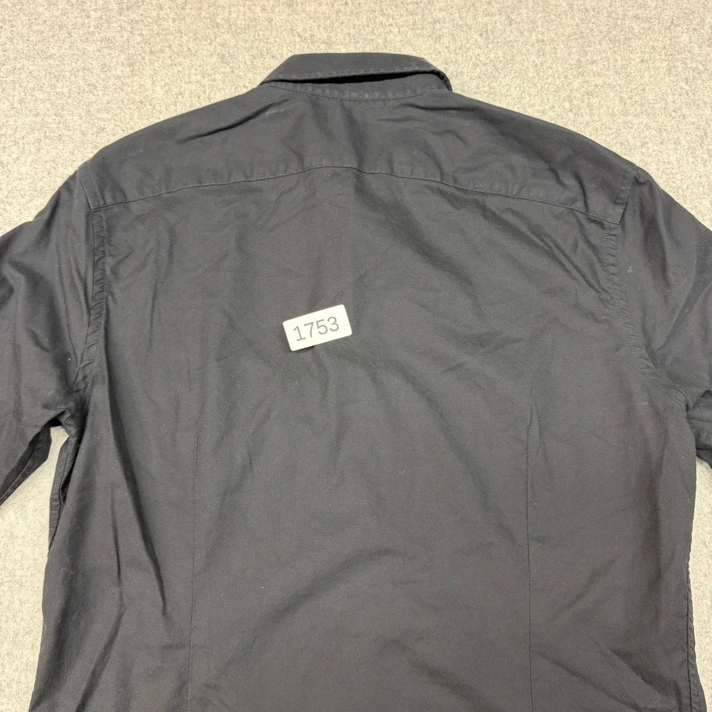 Banana Republic Button Down Shirt Medium Black Grant Fit 120s Supima Cotton Long